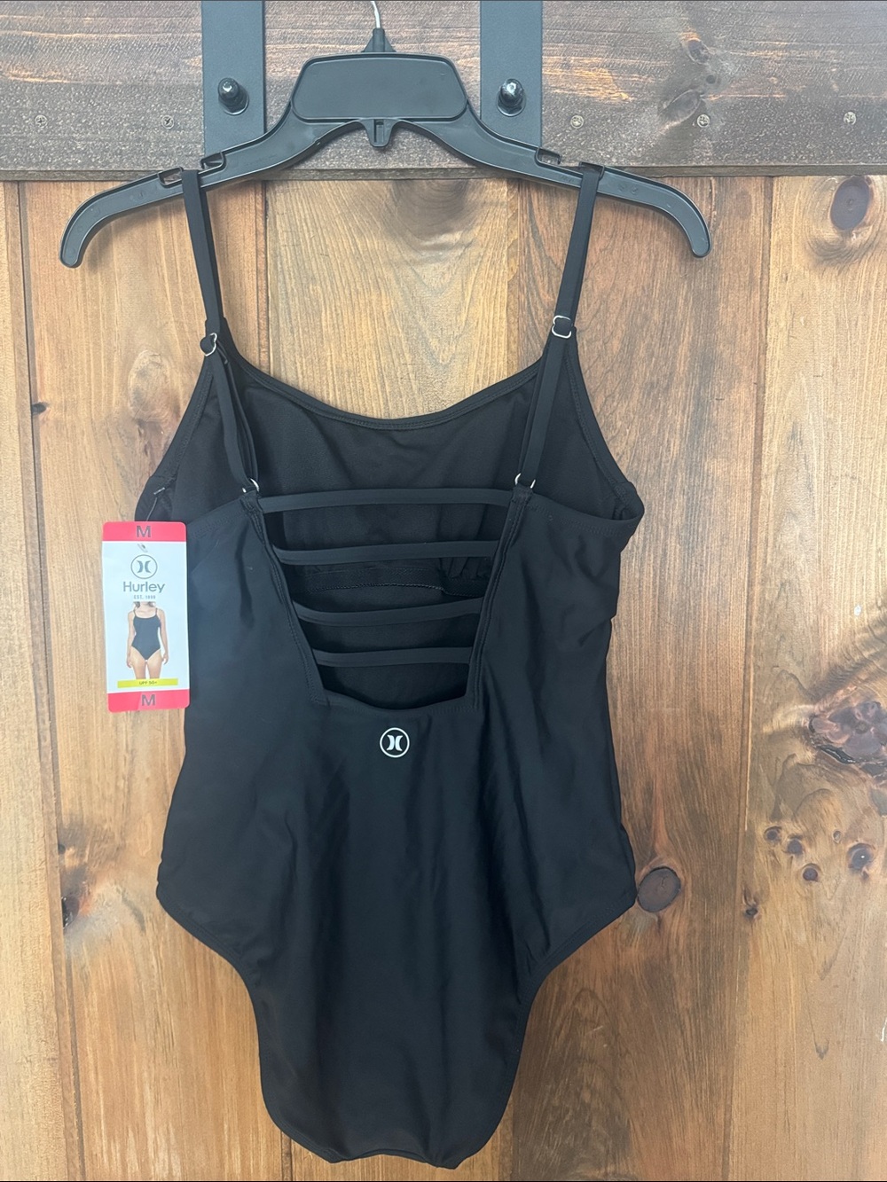 Hurley Black Strappy Front One-Piece Swimsuit